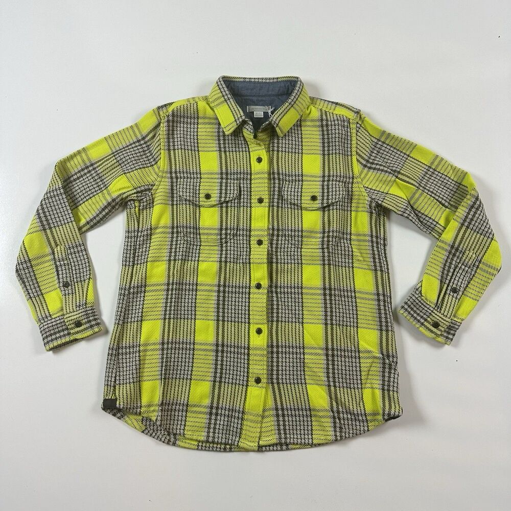 OUTERKNOWN Women's Blanket Shirt Heavy Yellow Seafoam Plaid Medium/Large NWT